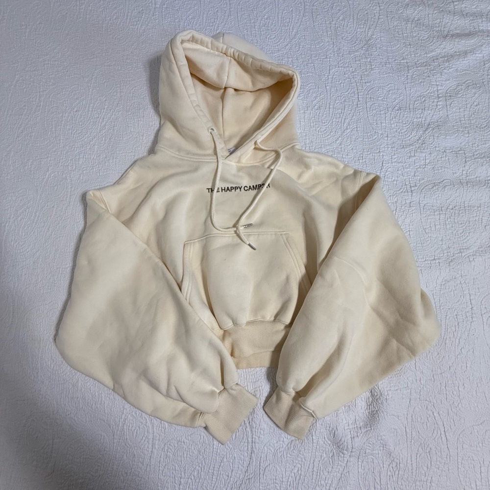 The Happy Camp3r Cream Cropped Hoodie